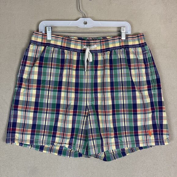 Polo Ralph Lauren Shorts Mens Large Multicolor Plaid Lined Swim Trunk‎ Adult - Picture 1 of 12